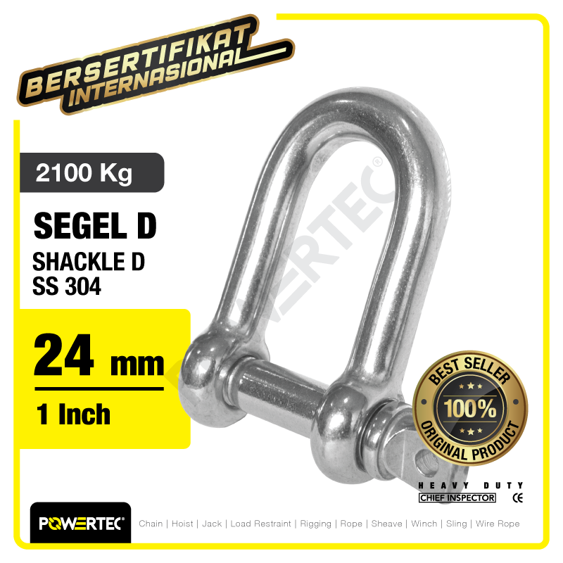 Shackle D Stainless Steel 304 24mm – 1″ POWERTEC Segel Dee SS