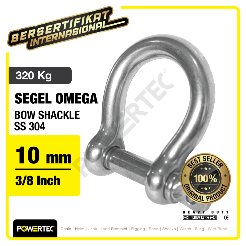 Bow Shackle Omega Stainless Steel 304 10mm POWERTEC Segel SS