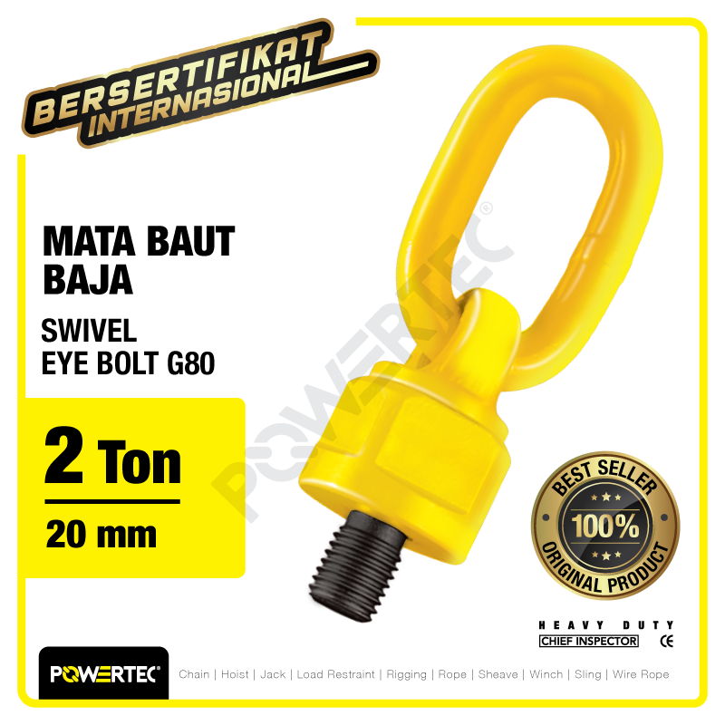 Swivel Eye Bolt / Mata Baut M20 – 2 Ton POWERTEC
