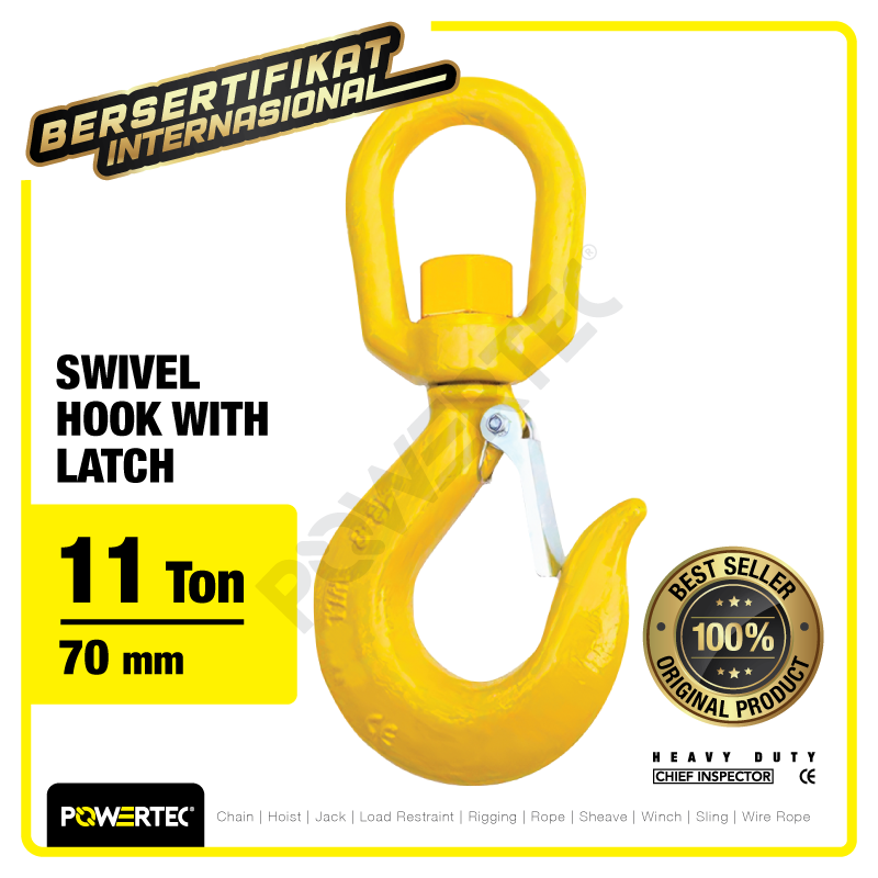 Swivel Hook with Latch 11 Ton POWERTEC