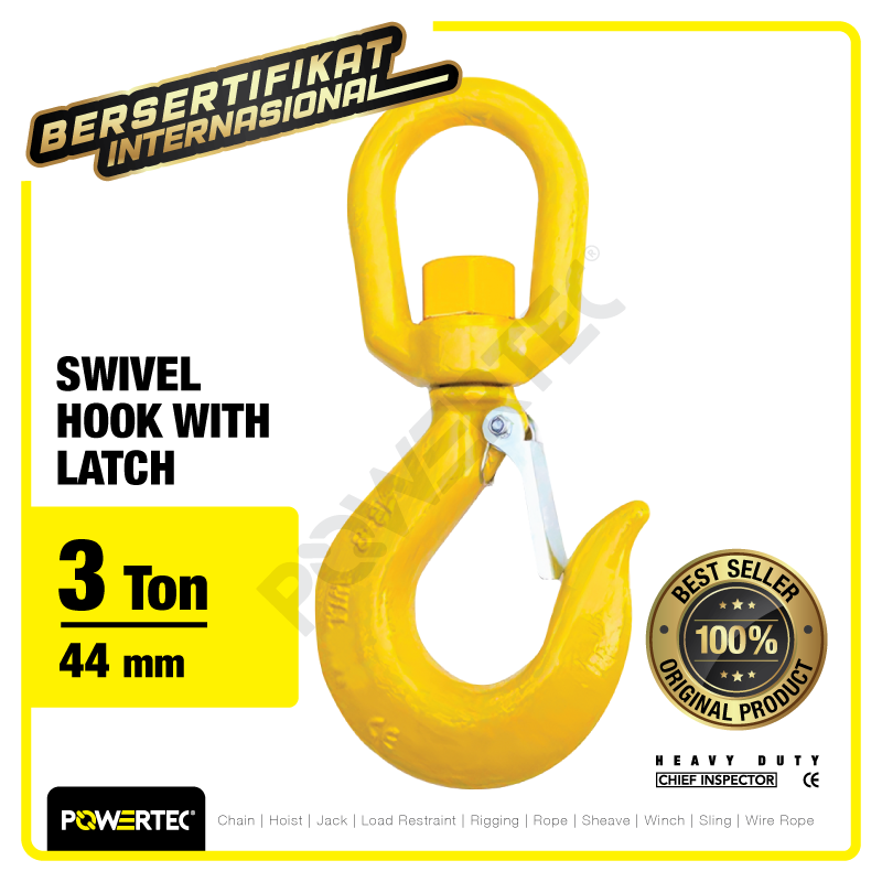 Swivel Hook with Latch 3 Ton POWERTEC