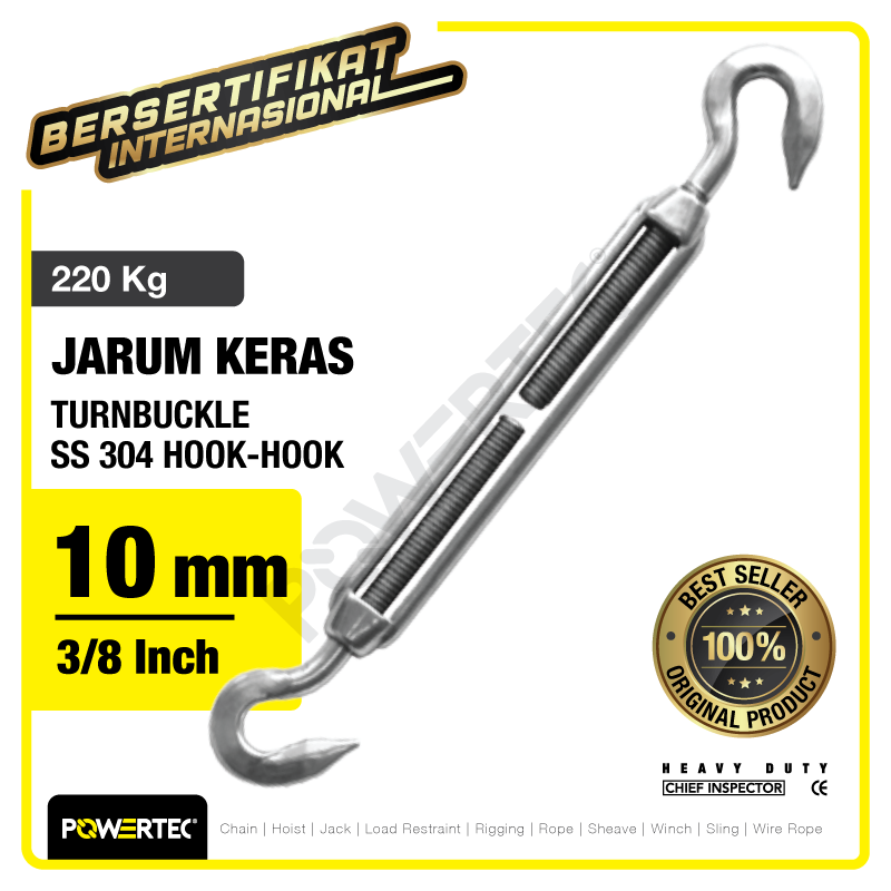 Turnbuckle / Jarum Keras SS 304 Hook & Hook M10 Span Skrup POWERTEC