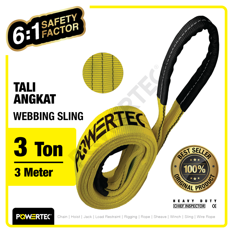 Webbing Sling Belt / Tali Angkat 3 Ton x 3 Meter POWERTEC Double Ply