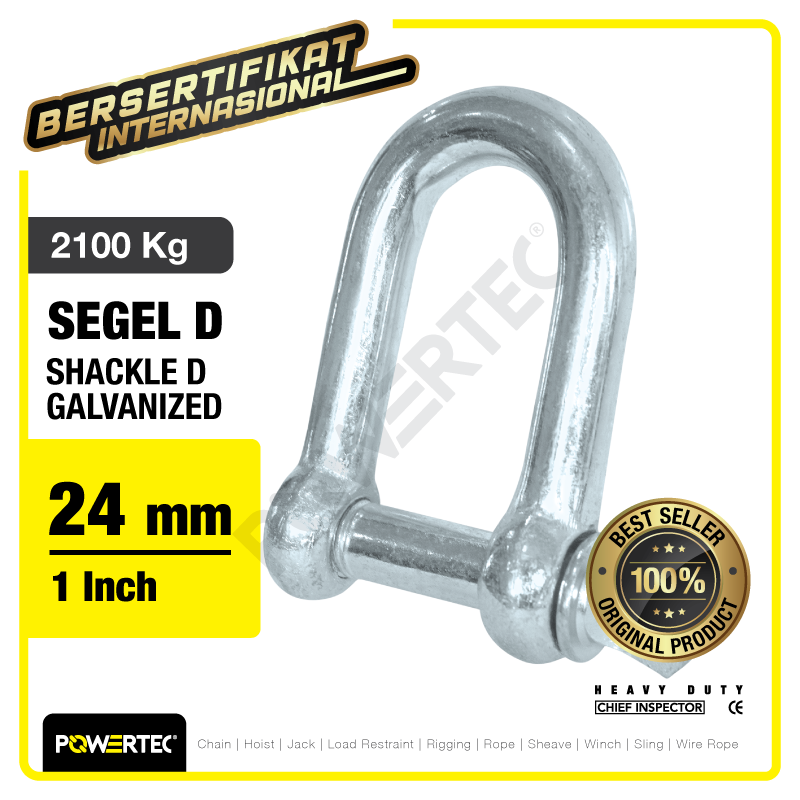 Shackle D Galvanized 24mm – 1″ POWERTEC Segel Dee Galvanis