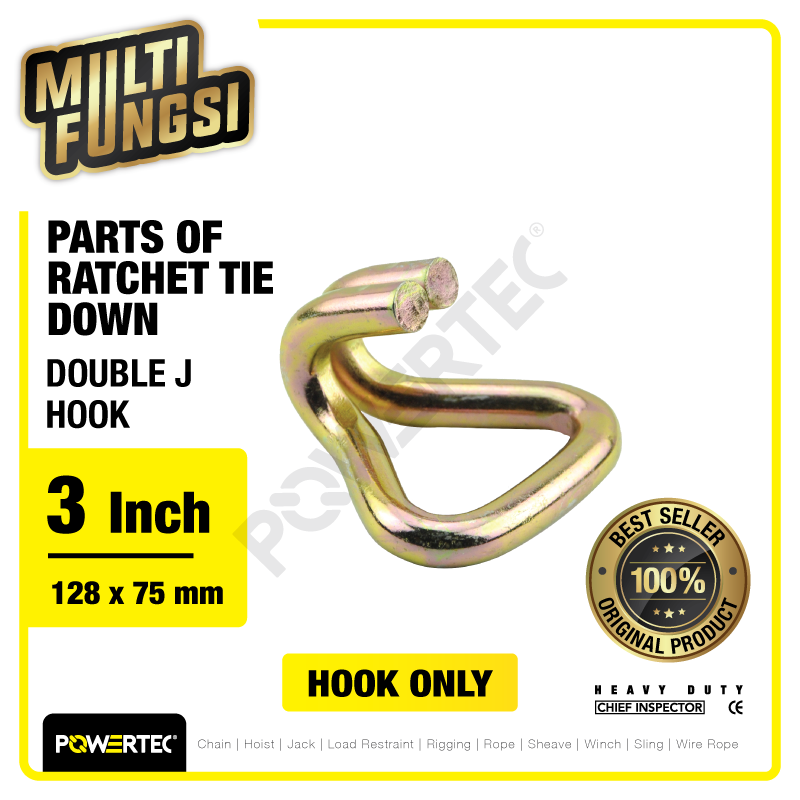 Double J-Hook Ratchet Tie Down Cargo Lashing 3″ Spare Part POWERTEC