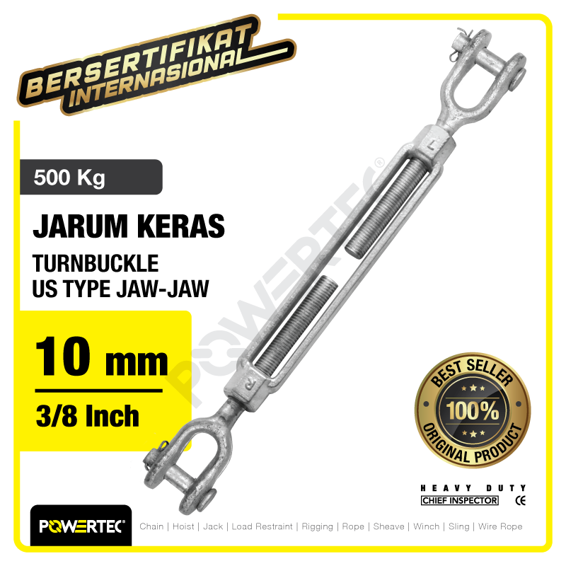 Turnbuckle / Jarum Keras US Type Jaw & Jaw 3/8″ x 6″ Span POWERTEC