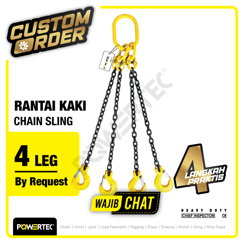 [WAJIB CHAT] Chain Sling 4 Legs / Rantai 4 kaki POWERTEC – Custom Order