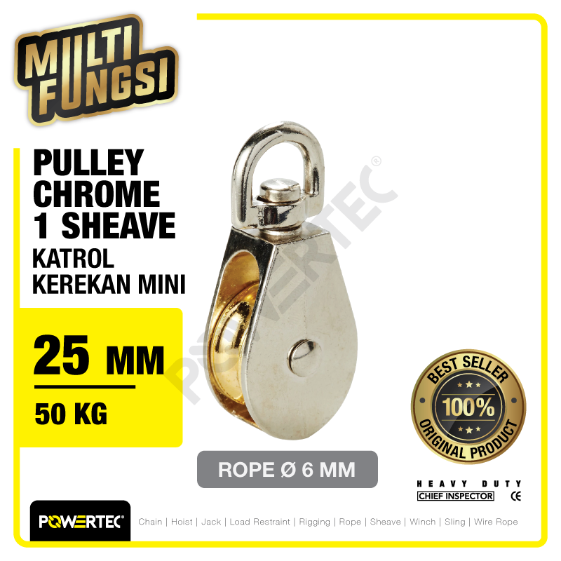 Small Pulley Chrome Katrol Kerekan 25mm 1″ – 1 Sheave POWERTEC