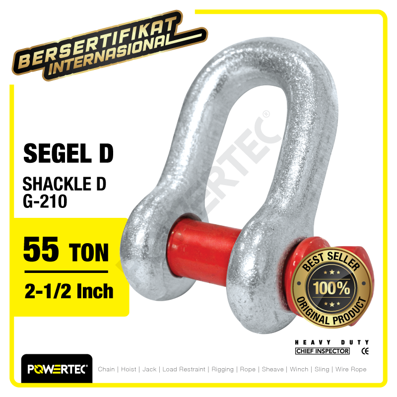 Shackle D G210 55 Ton – 2-1/2″ POWERTEC Segel Dee Screw Pin