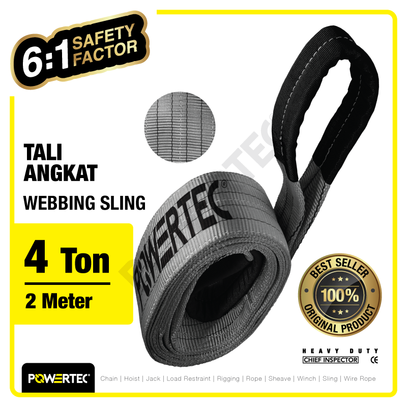 Webbing Sling Belt / Tali Angkat 4 Ton x 2 Meter POWERTEC Double Ply