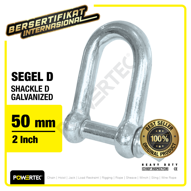 Shackle D Galvanized 50mm – 2″ POWERTEC Segel Dee Galvanis