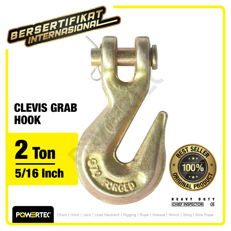 Clevis Grab Hook Powertec A-330 G70 5/16″ Alloy