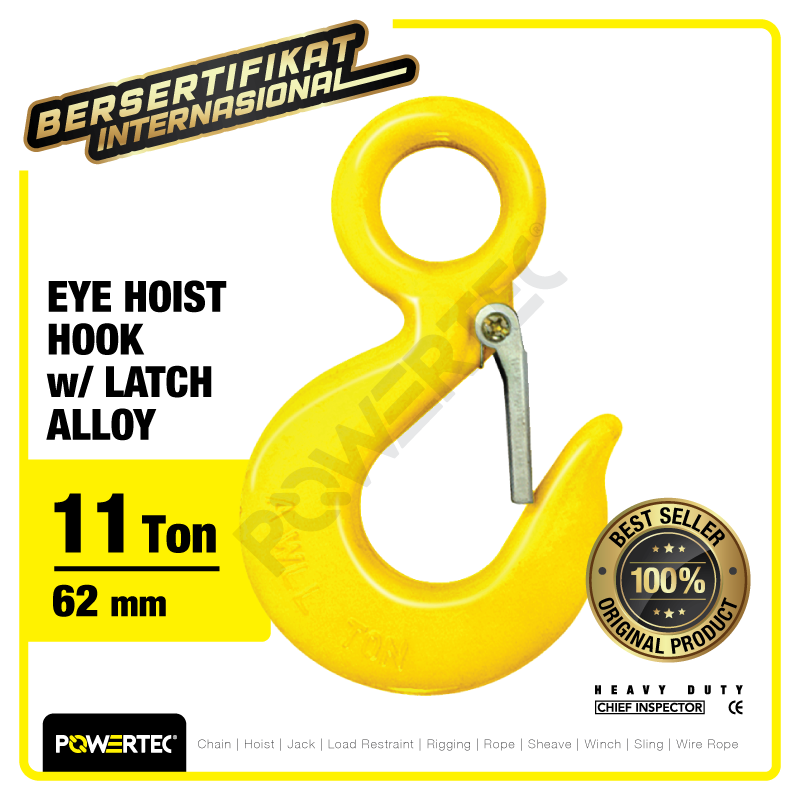 Eye Hoist Hook with Latch Alloy 11 Ton POWERTEC