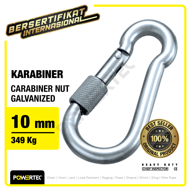 Carabiner Powertec Nut Galv 10mm