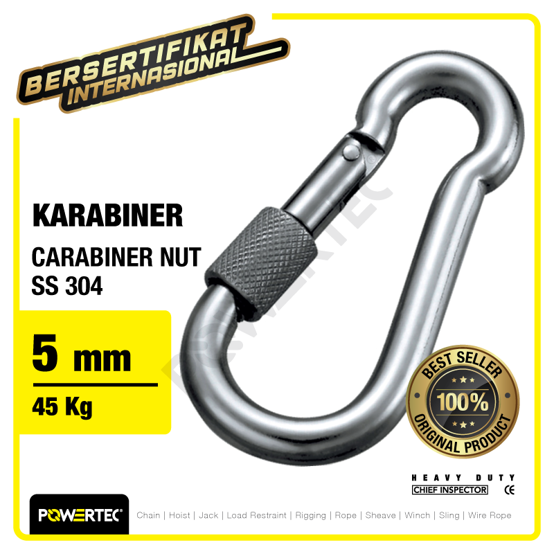 Carabiner Powertec Nut SS 304 5mm