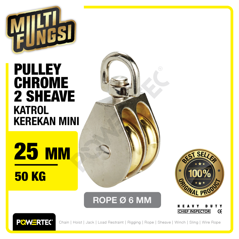 Small Pulley Chrome Katrol Kerekan 25mm 1″ – 2 Sheave POWERTEC