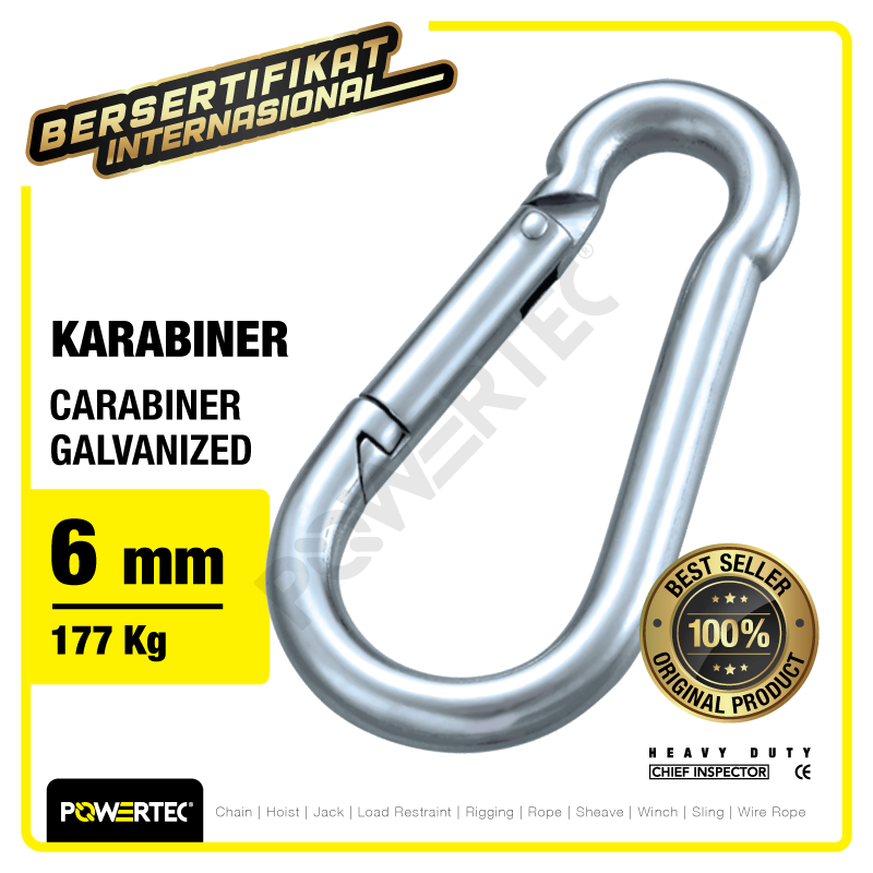 Carabiner Powertec Galv 6mm