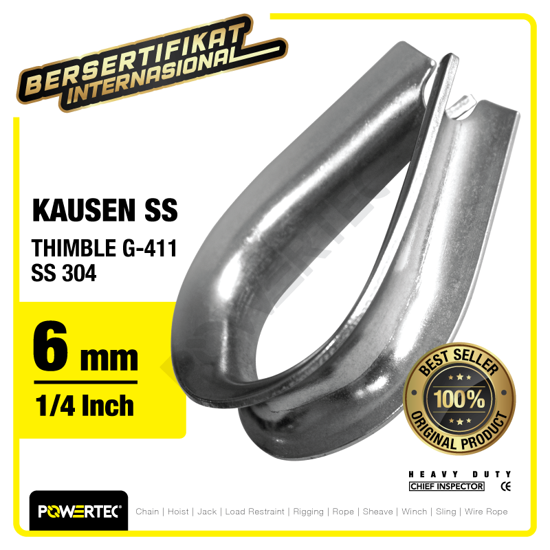 Thimble Wire Rope Kausen Sling Stainless Steel 6mm – 1/4″ POWERTEC
