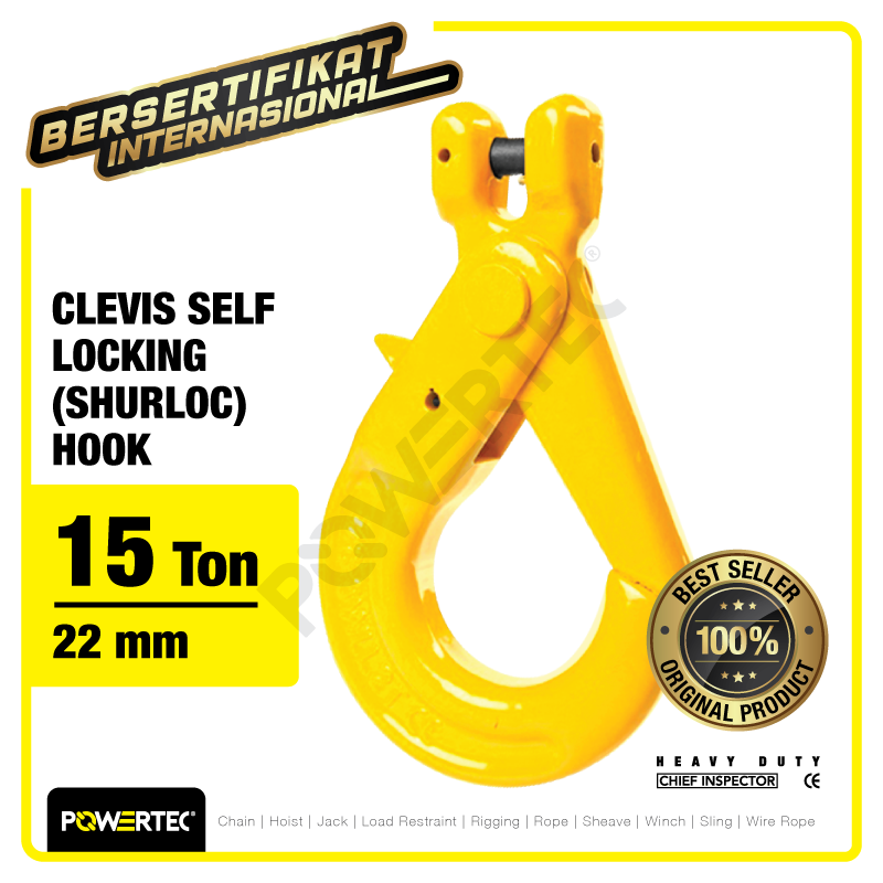 Clevis Self-Locking Hook 22mm – 15 Ton POWERTEC