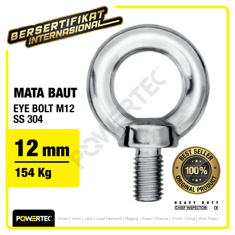 Eye Bolt / Mata Baut POWERTEC SS 304 M12 POWERTEC