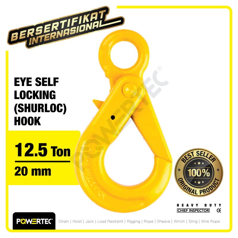 Eye Self-Locking Hook 20mm – 12.5 Ton POWERTEC