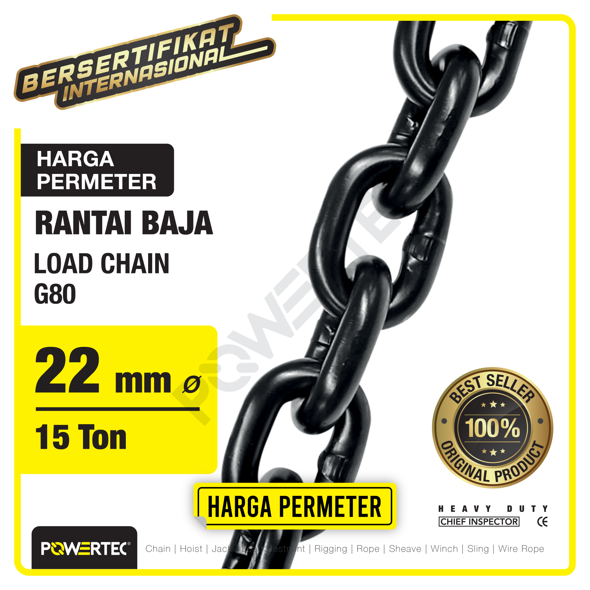 Load Chain / Rantai Baja G80 – 22mm POWERTEC