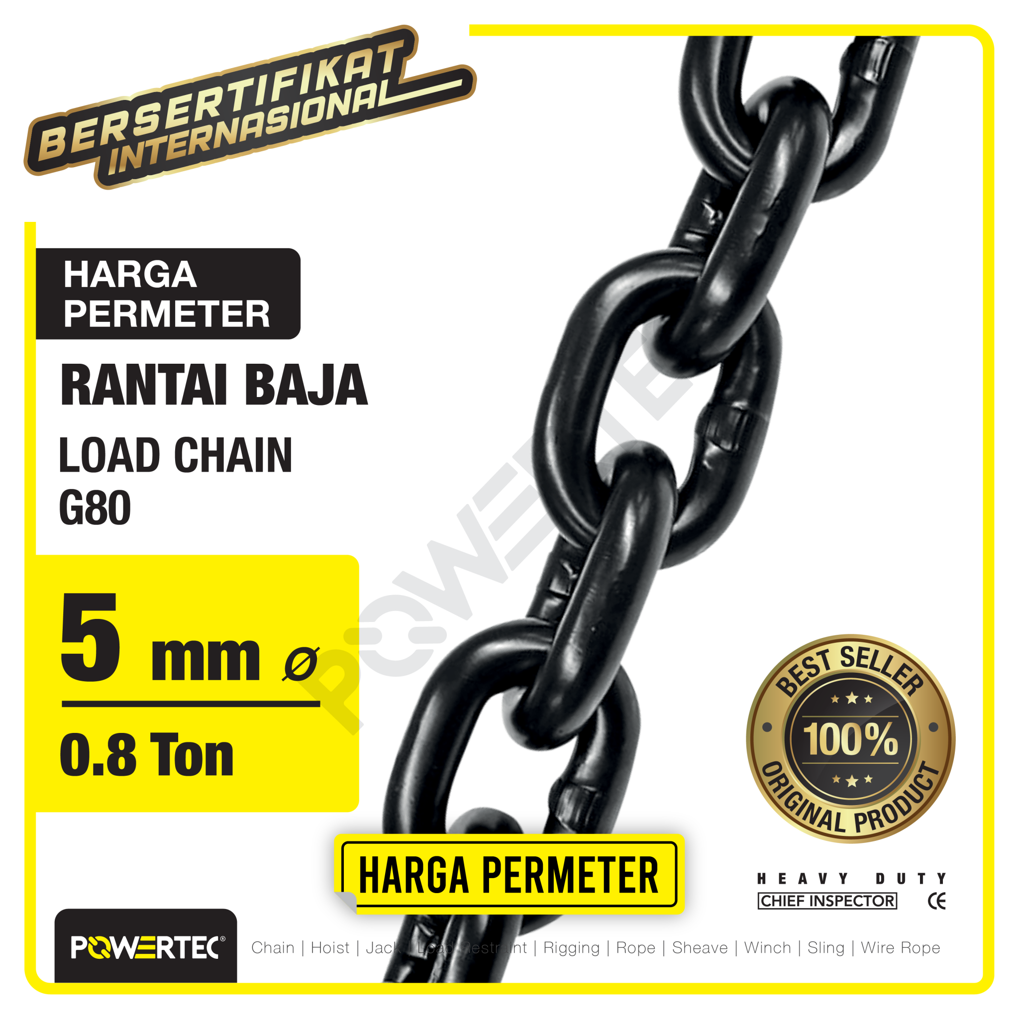 Load Chain / Rantai Baja G80 – 5mm POWERTEC
