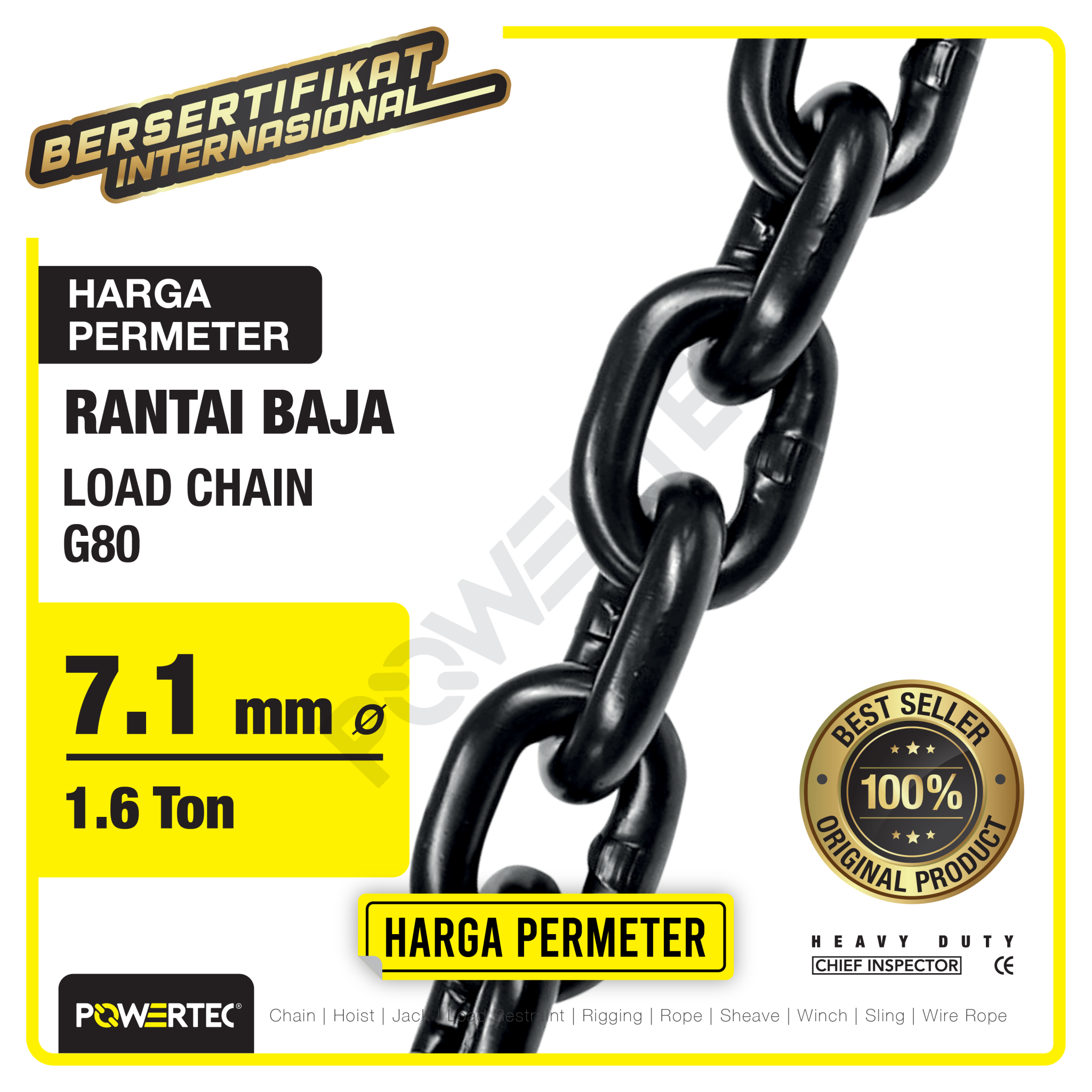 Load Chain / Rantai Baja G80 – 7.1mm POWERTEC