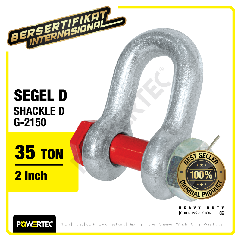 Shackle D G2150 35 Ton – 2″ POWERTEC Segel Dee Bolt Type