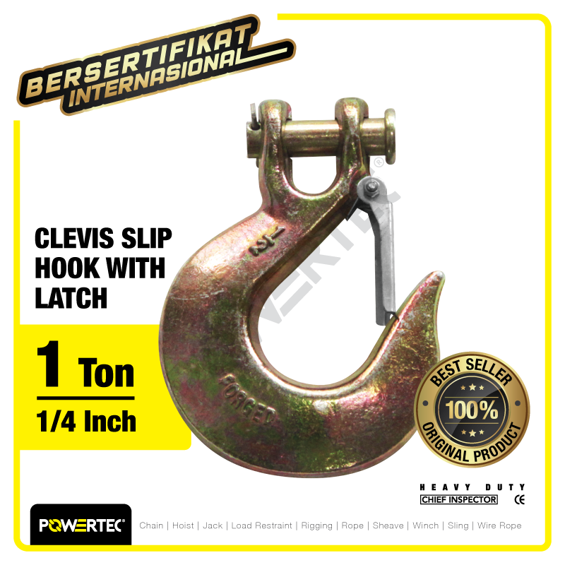 Clevis Slip Hook with Latch 1/4″ POWERTEC