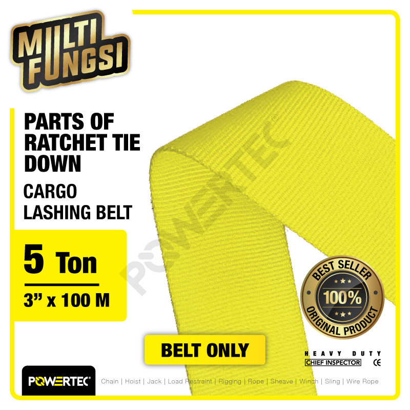 Parts of Ratchet Lashing Powertec 3″ : Belt Strap Kuning @100m
