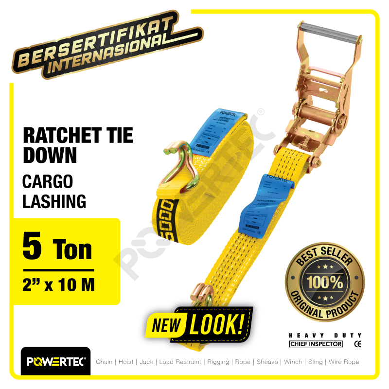 Ratchet Tie Down Cargo Lashing Belt 2″ x 10M Pengikat Barang POWERTEC