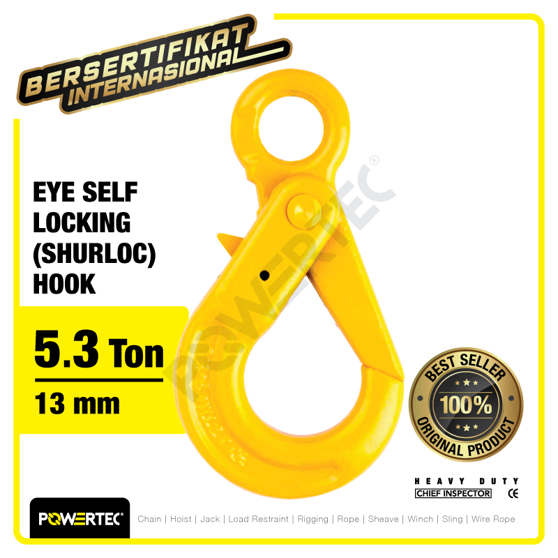 Eye Self-Locking Hook 13mm – 5.3 Ton POWERTEC