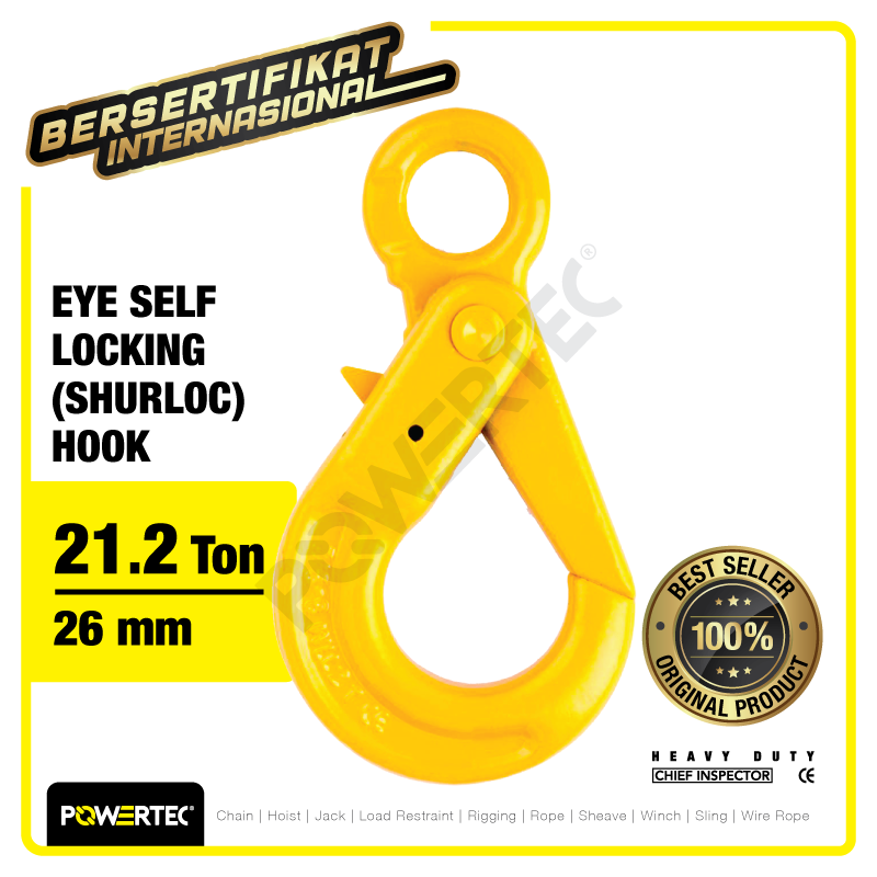 Eye Self-Locking Hook 26mm - 21.2 Ton POWERTEC