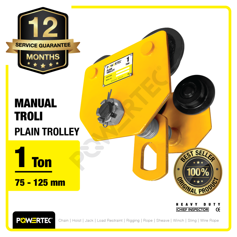 Plain Trolley / Manual Troli 1 Ton POWERTEC