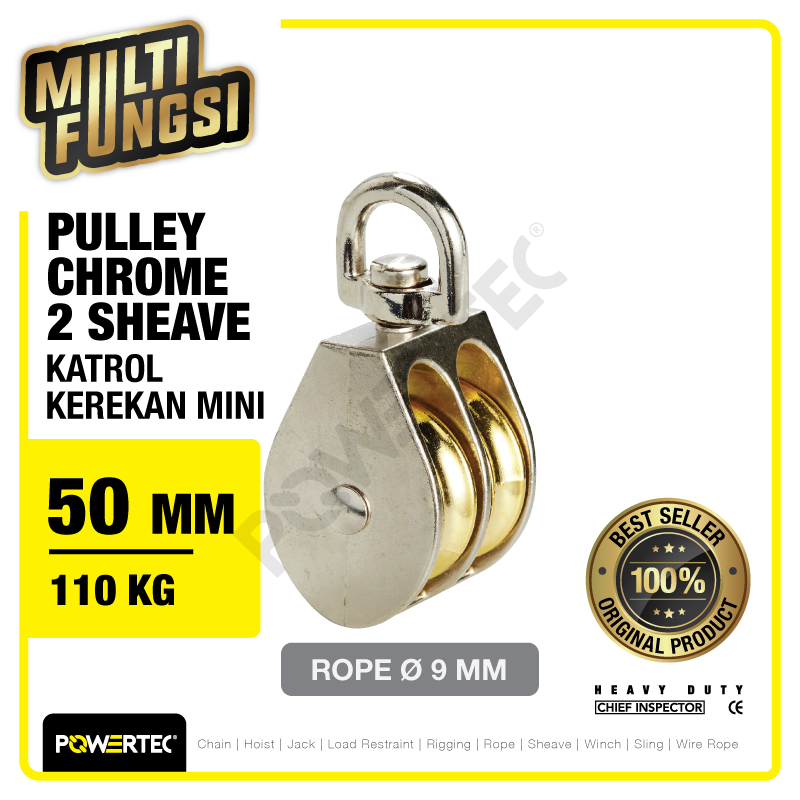 Small Pulley Chrome Katrol Kerekan 50mm 2″ – 2 Sheave POWERTEC