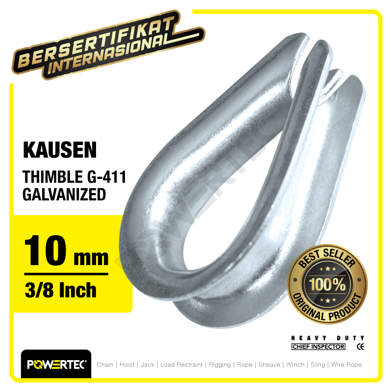 Thimble Wire Rope Kausen Sling G-411 10mm – 3/8″ Galvanized POWERTEC